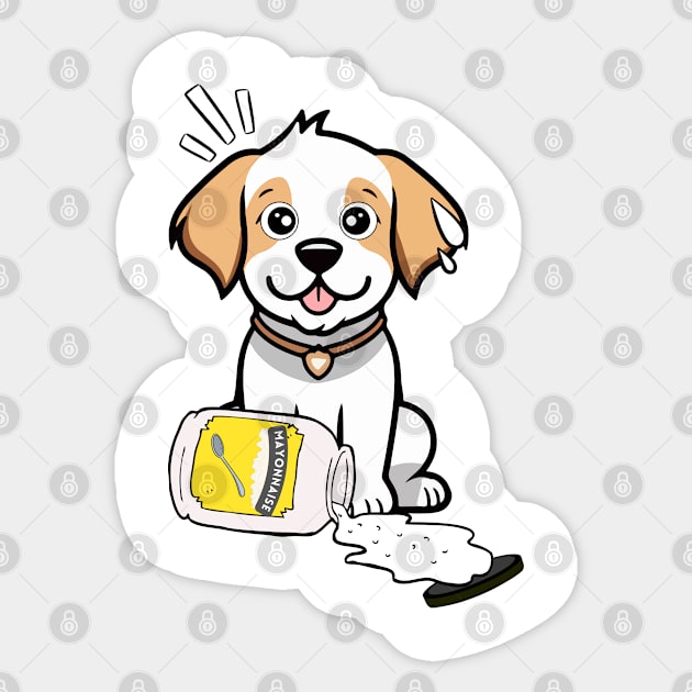 Funny Happy Dog spilled mayonnaise Sticker by Pet Station